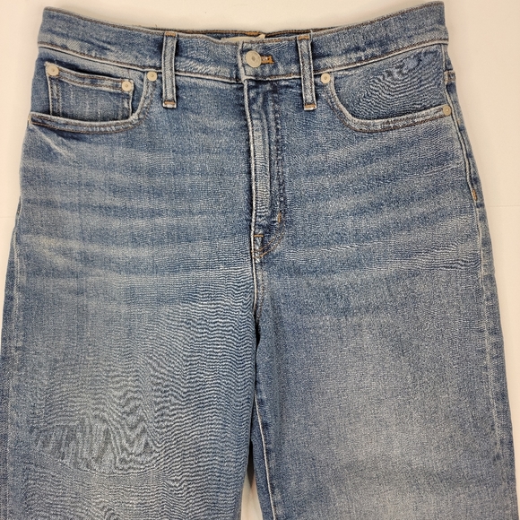 Madewell Sz 29 Slim Wide Leg Crop Jeans High Rise Fray High Rise - Picture 3 of 9